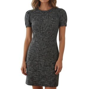 Michael Kors Short Sleeve Dress - L - Gray Tweed Ruched Sheath Mini - Nearly New